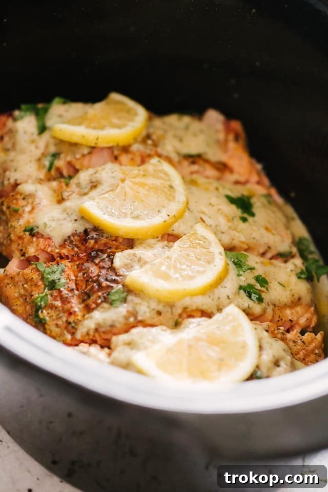 No Oven, No Sweat: 33 Summer Slow Cooker Recipes 24 Slow Cooker Salmon with Creamy Lemon Sauce