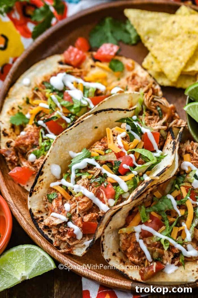 No Oven, No Sweat: 33 Summer Slow Cooker Recipes 9 Crockpot Chicken Tacos