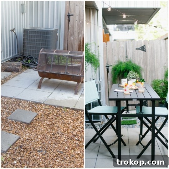 Dramatic before and after of a DIY small backyard renovation