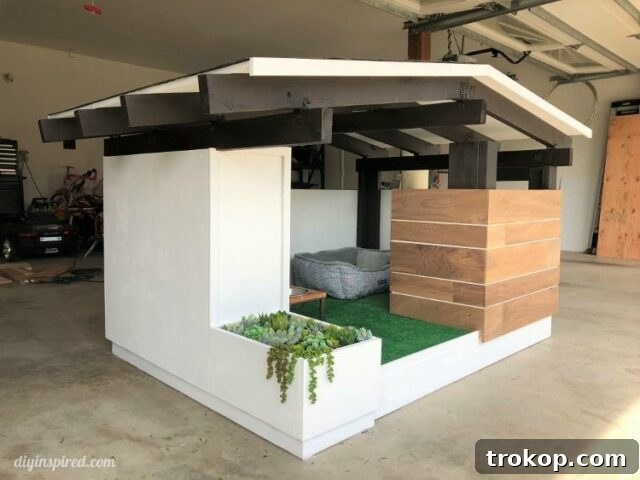 Craft the Perfect Canine Retreat: DIY Dog House Ideas 6 Mid Century Modern DIY Dog House Build with Artificial Turf