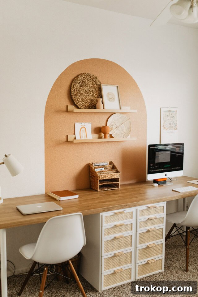 16 Game-Changing Ikea Desk Hacks for a Smarter Space 4 Boho Rattan IKEA Desk Hack with Alex drawers and butcher block