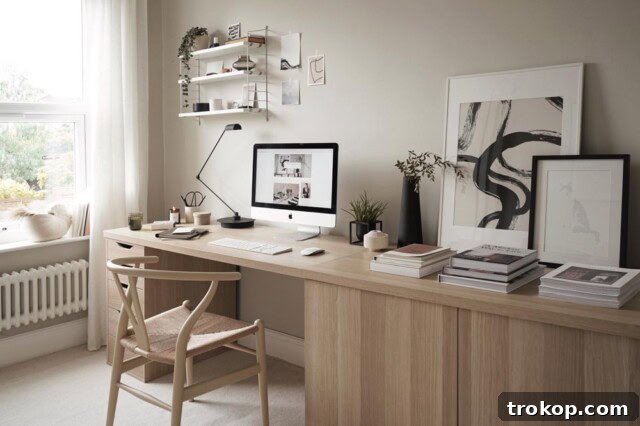 16 Game-Changing Ikea Desk Hacks for a Smarter Space 6 Minimalist home office with an oak IKEA BESTA and ALEX desk hack
