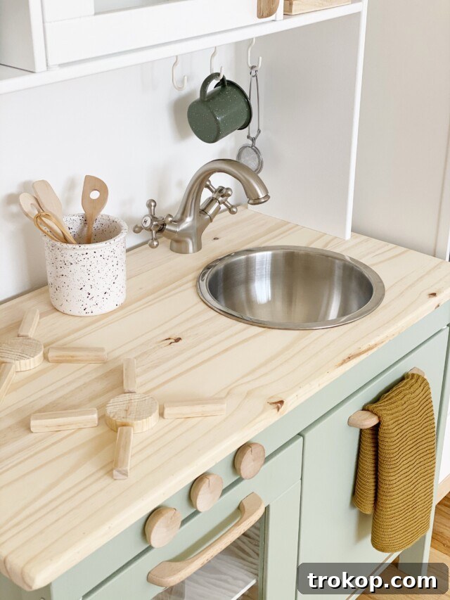 Ikea play kitchen hack with upgraded sink