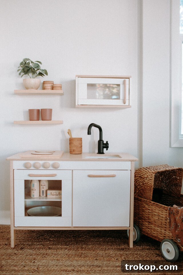 Ikea Duktig Hack with Floating Shelves for a modern look