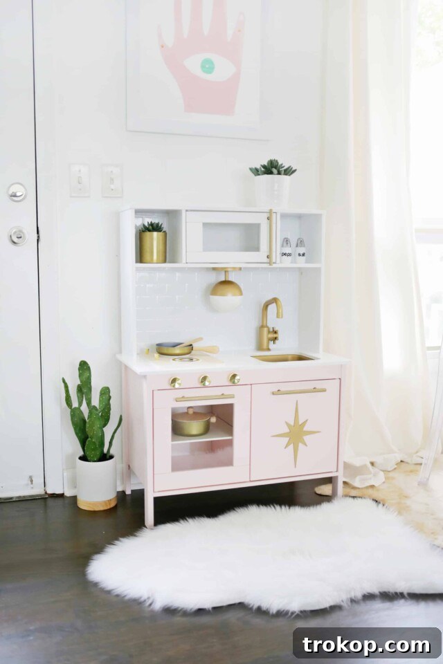 Mid-Century Modern Ikea Play Kitchen Hack with Decals