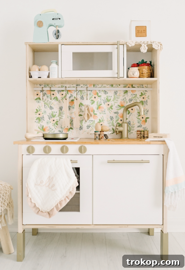 Vintage Boho Ikea Play Kitchen with Tile Backsplash