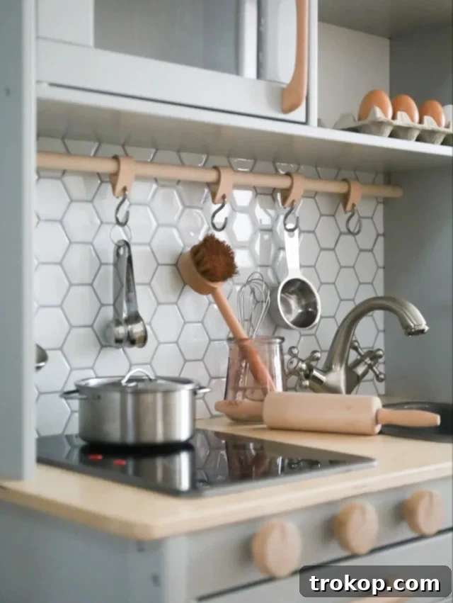IKEA Play Kitchen Duktig with Wooden Handles and upgraded fixtures