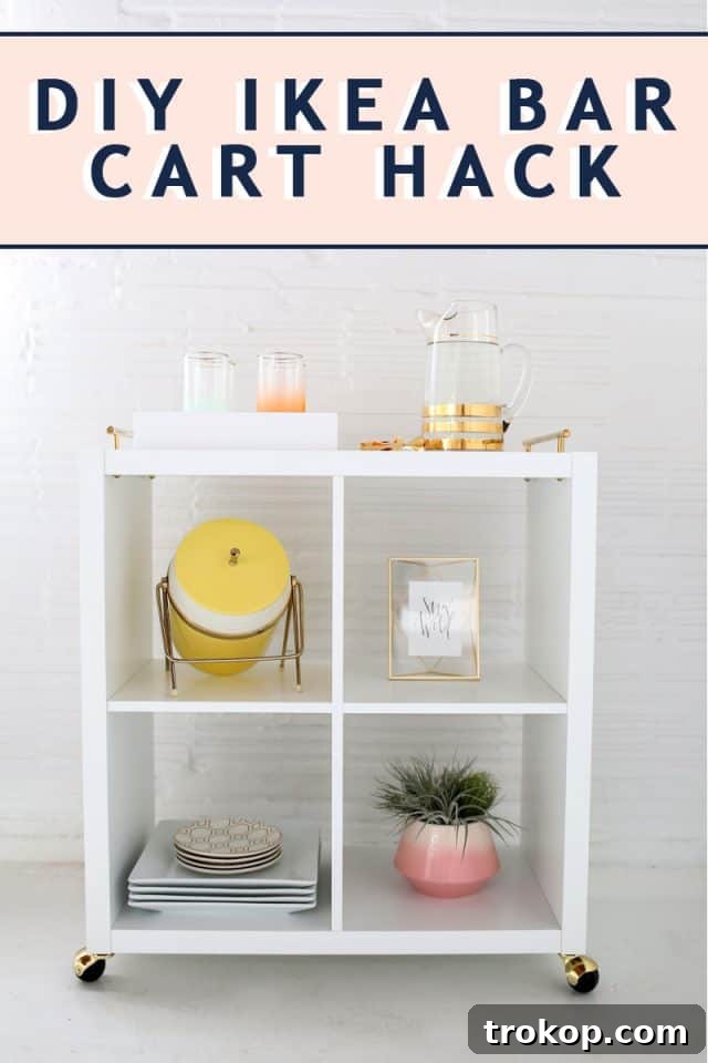 A stylish DIY Ikea bar cart hack, perfect for summer entertaining and studio storage, by lifestyle blogger Ashley Rose of Sugar & Cloth.