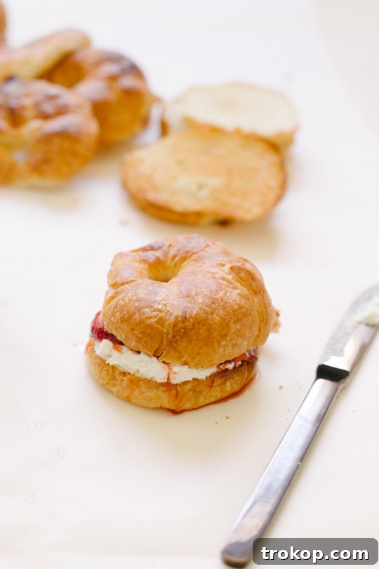 Strawberry Cream Cheese Bliss: A Croissant Creation 6 Finished Balsamic Strawberry & Cream Croissant Sandwiches