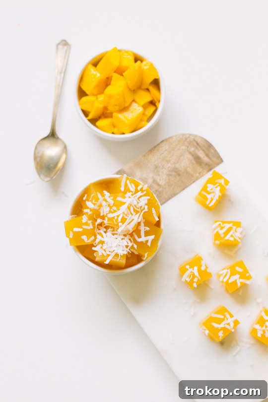 Delightful mango jello bites, a perfect tropical dessert