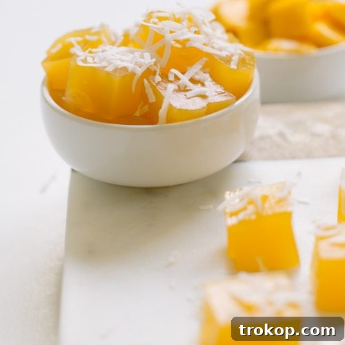 mango jello bites | sugarandcloth.com