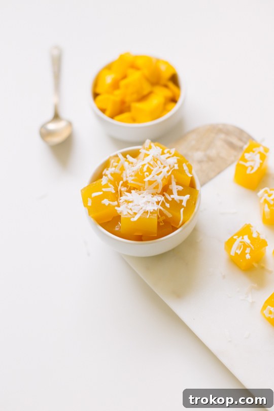 Unflavored gelatin and mango nectar, key ingredients for mango jello