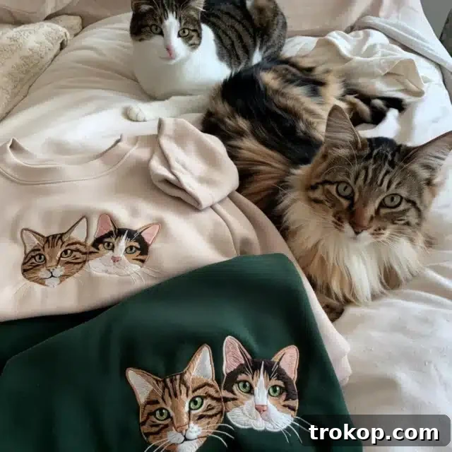 Custom Embroidery Cat Sweater, a personalized and cozy gift for cat lovers