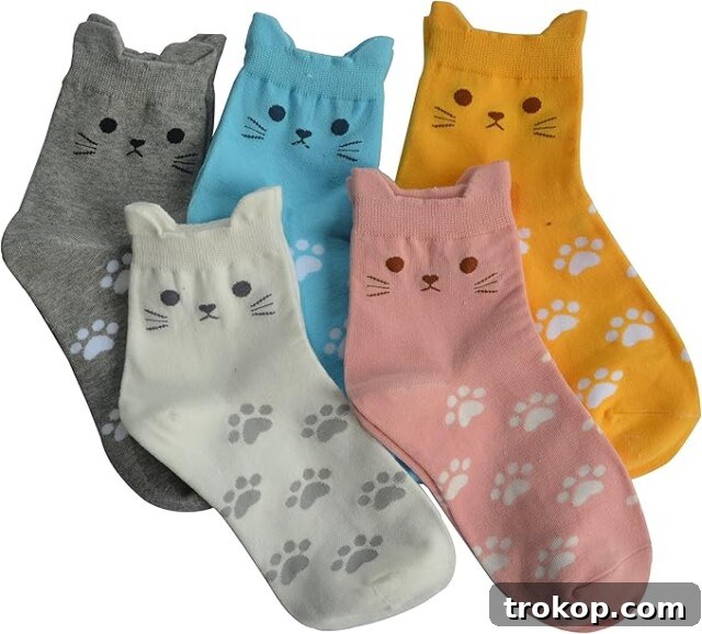 Cat Socks, cozy and affordable feline-themed socks for cat lovers