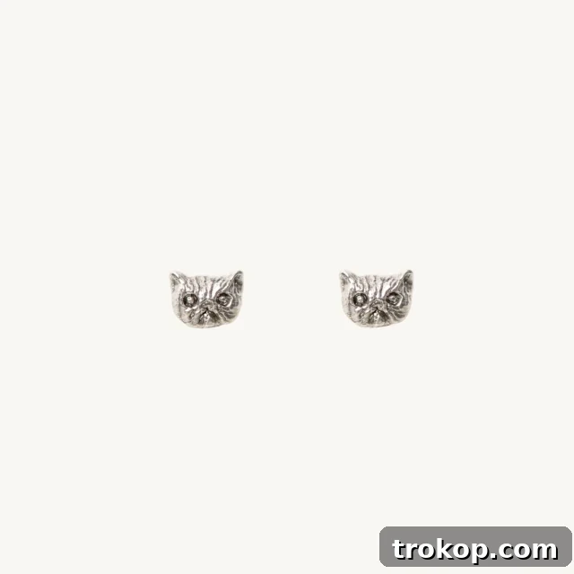 Collette Ishiyama Cat Earrings, delicate and stylish kitty stud for cat lovers