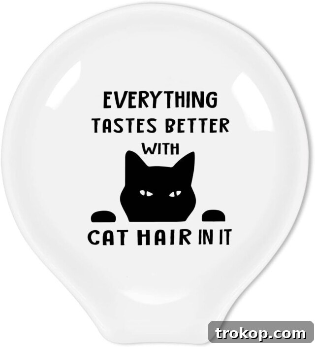 Funny Black Cat Coffee Spoon Rest, a ceramic kitchen accessory for cat and coffee lovers