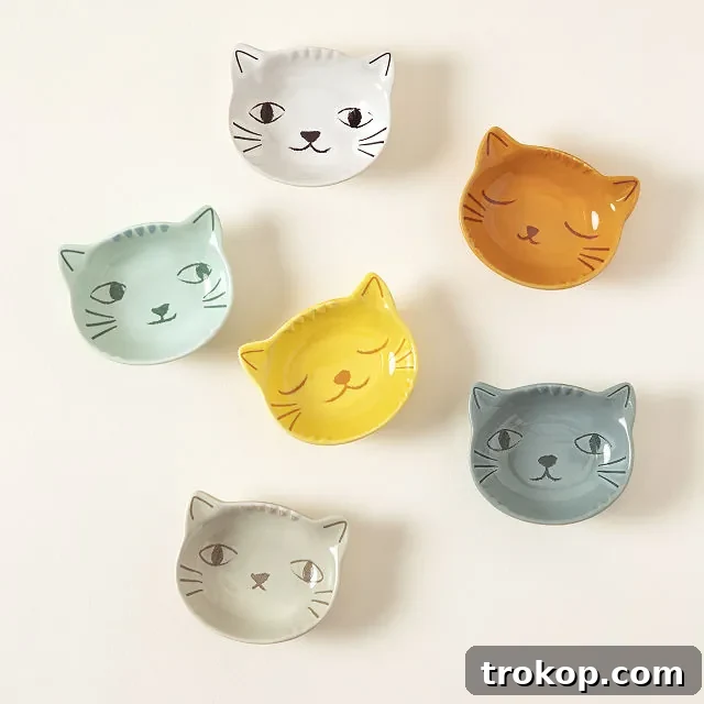 Little Cat Snack Dishes - Set of 6, versatile stoneware for cat enthusiasts