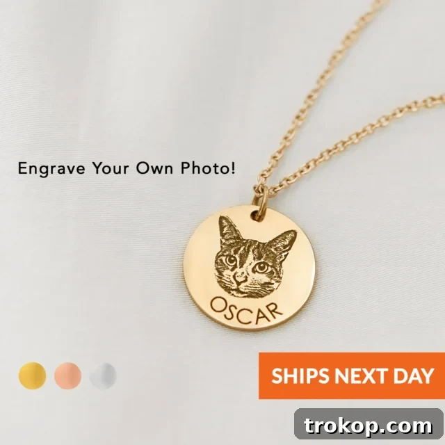 Personalized Cat Necklace, a thoughtful gift showcasing love for their feline companion