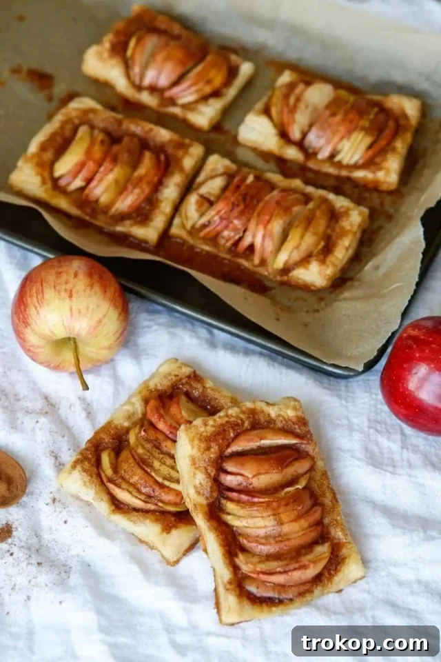 Easy puff pastry apple tarts: crisp, tender tarts with caramelized apples, ideal for showcasing fall apples.