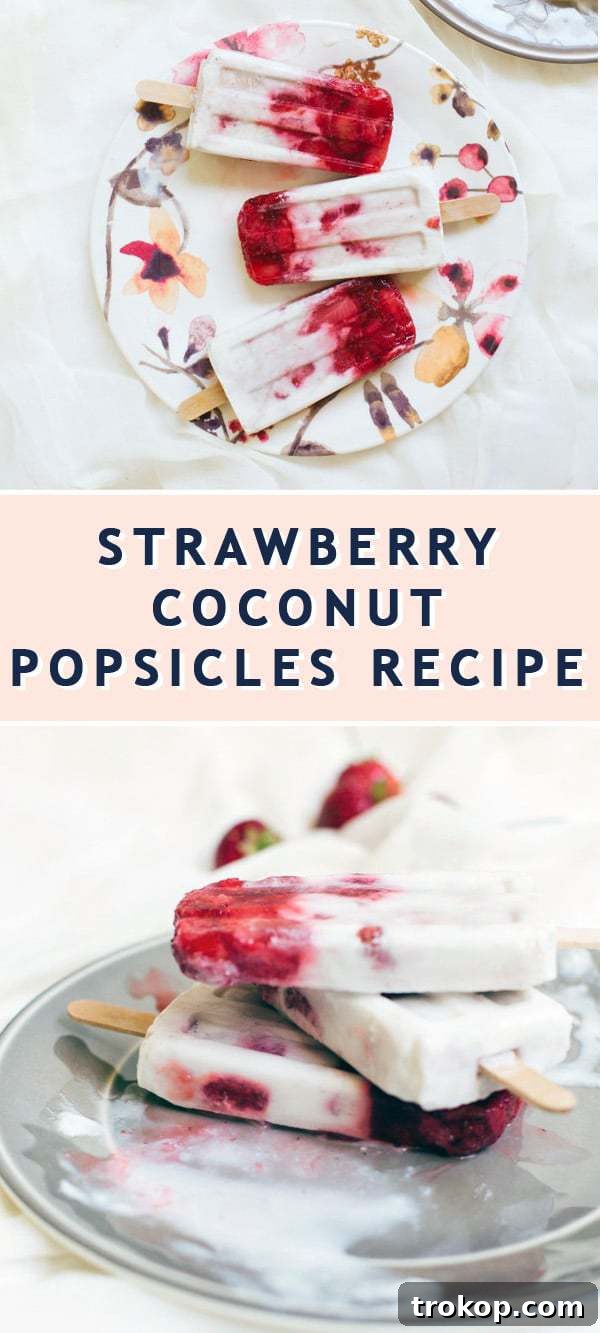 Strawberry Coconut Swirl Pops 11 photo of How To Make Marbled Strawberry Coconut Popsicles Recipe by top Houston lifestyle blogger Ashley Rose of Sugar & Cloth