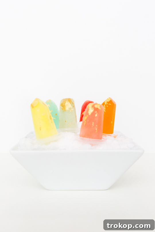 Jeweled Golden Popsicles 3 DIY Gilded Gemstone Popsicles with Edible Gold