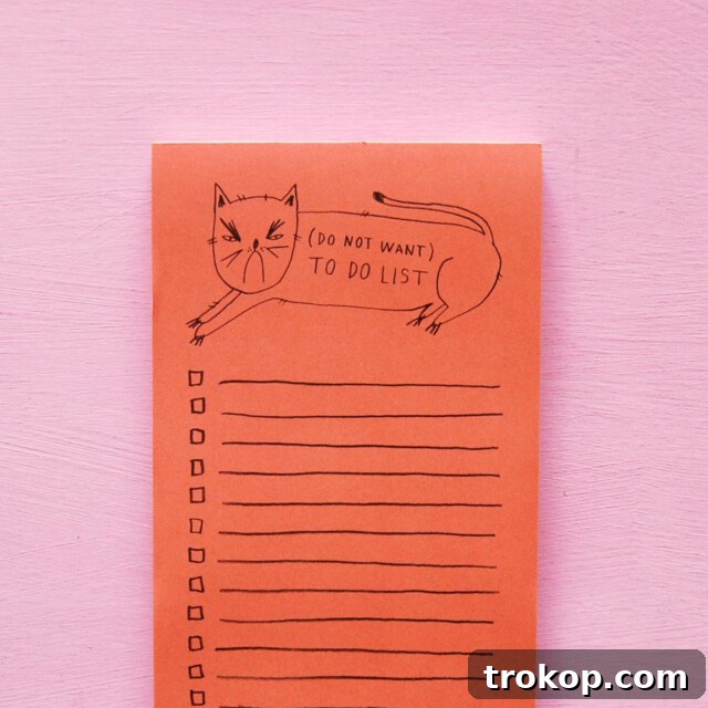 Do Not Want To Do List - Notepad for desk accessories, humorous and quirky.