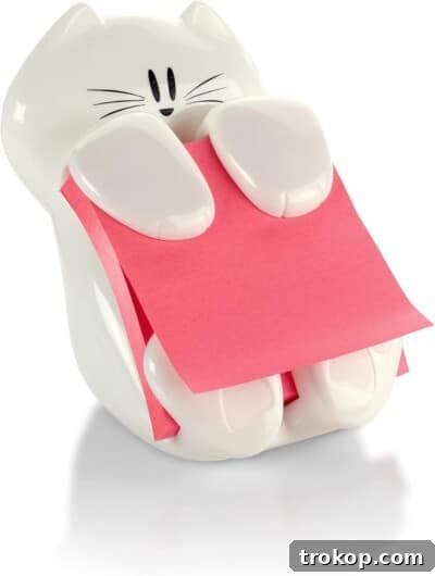 Cat Post-It Holder for cute desk accessories, featuring a charming feline design.
