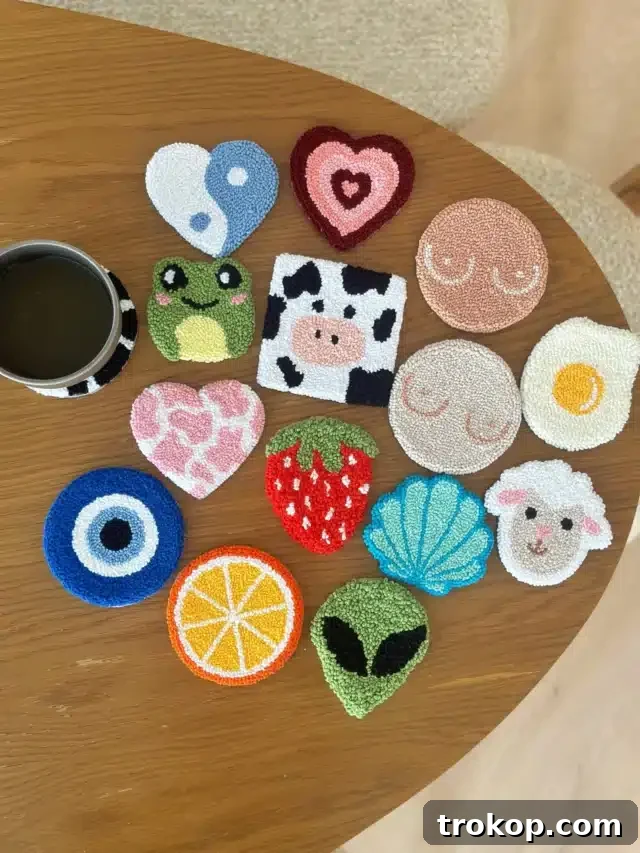 Tufted Coasters, a cozy and handcrafted addition to cute desk accessories.