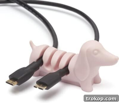 Dog Cord Organizer, a cute dachshund design to manage cables.