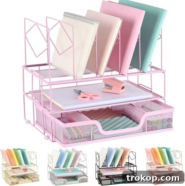 Youbetia File Organizer, Kawaii Office Desk Accessories for effective document management.