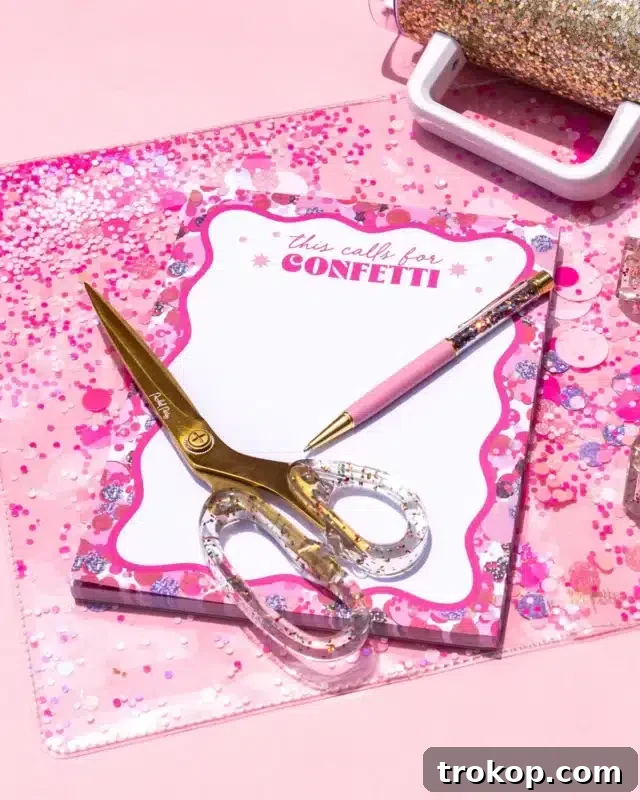 This Calls for Confetti Notepad, a jumbo pad with colorful designs.