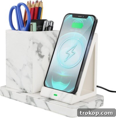 Wireless Charger with Desk Organizer, combining tech with tidiness.