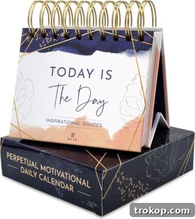 Motivational Desk Calendar with daily affirmations, a cute accessory for a desk.