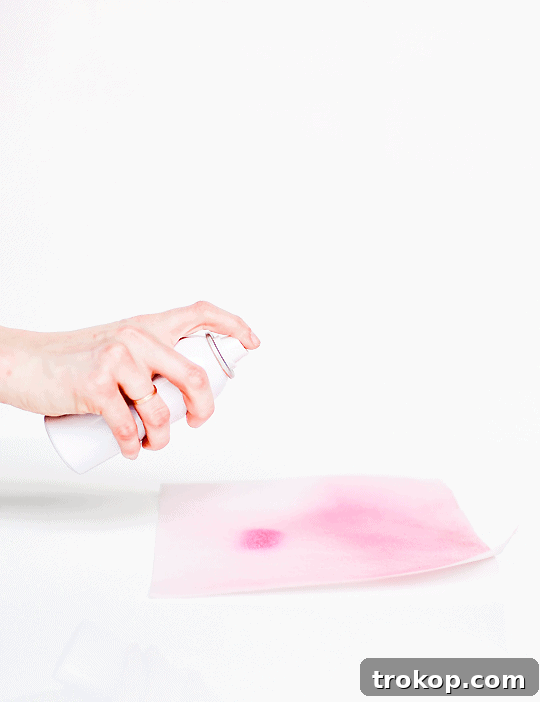 spraying edible paint on edible sheet - poppers cake