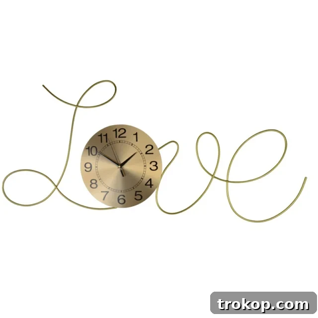Love Sign Metal Wall Clock in Elegant Cursive