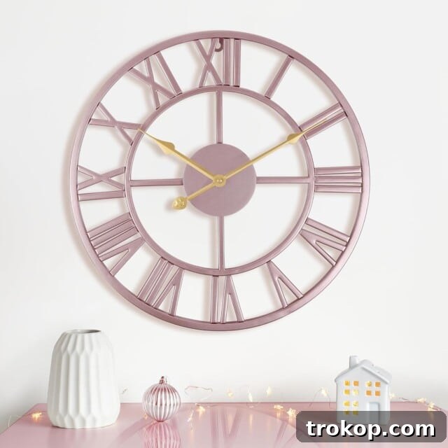 Lafocuse Large Pink Wall Clock 