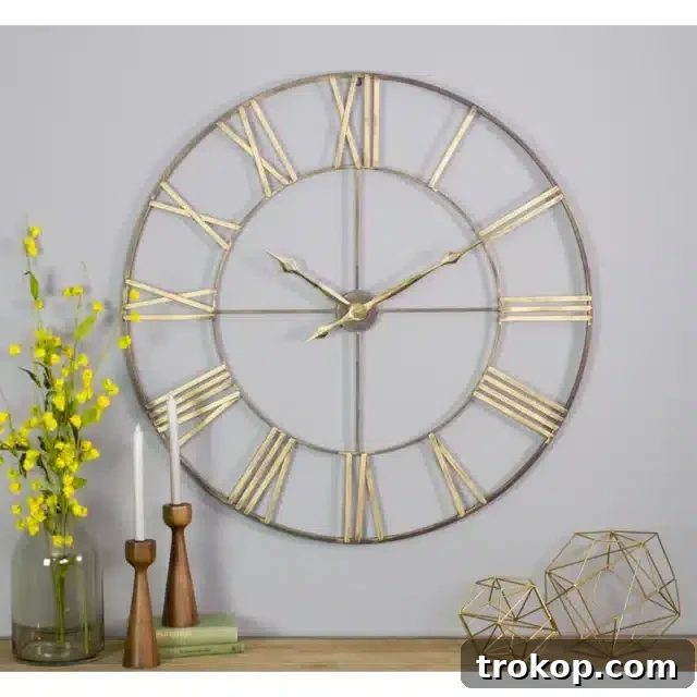 Bedford Round Metal Farmhouse Wall Clock for large wall clocks for living room
