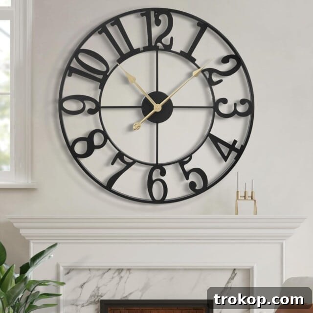 Oversized Retro Metal Clock