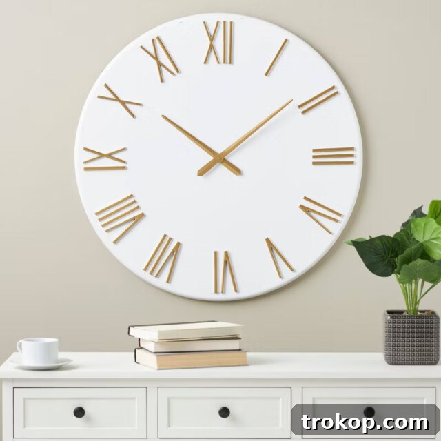 31"x31" Metal Wall Clock with Gold Hands and Numbers - Olivia & May