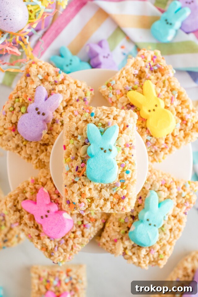 Easter Rice Krispie Treats with Bunny Peeps