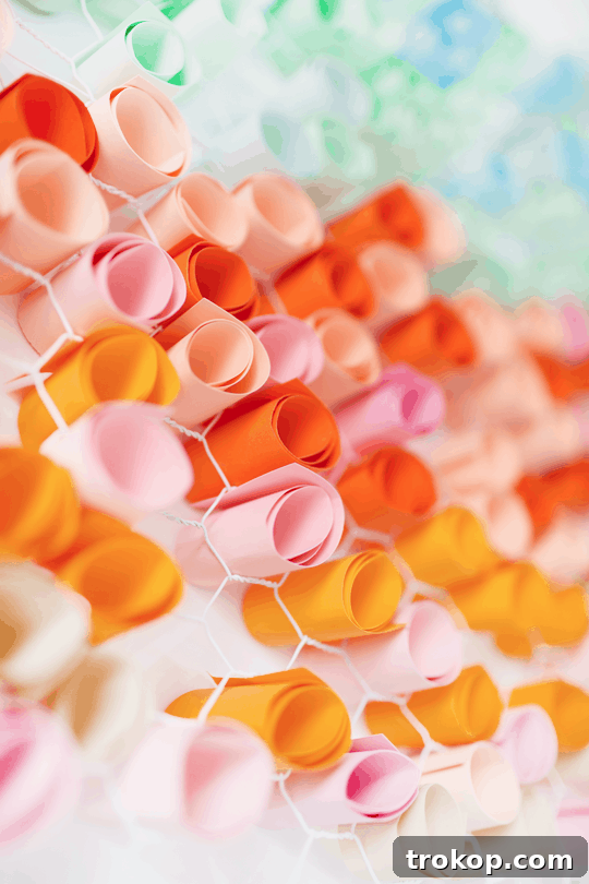 Colorful and textured DIY paper wall art