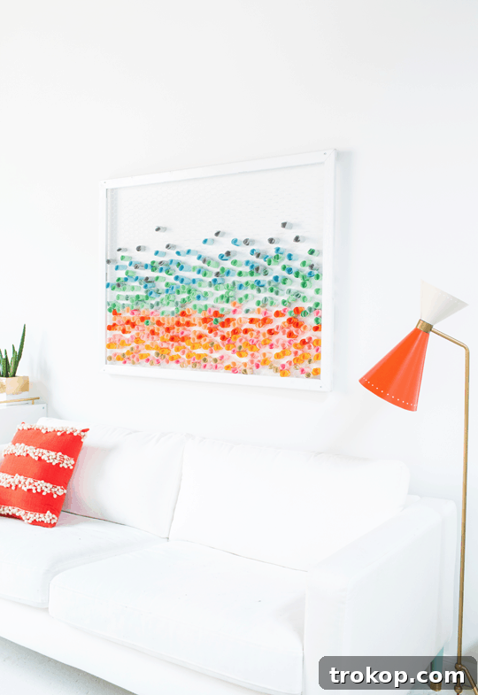 DIY paper wall art displayed in a room