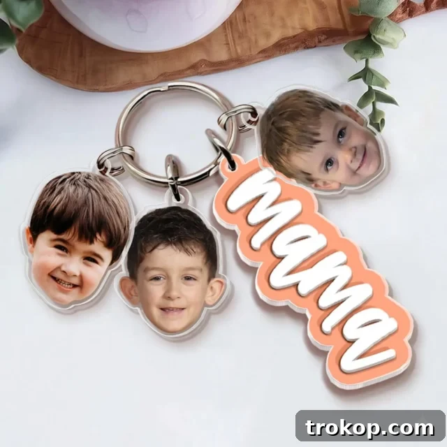 55 Gifts for Mom That Are Always in Season 11 Custom Mother Key Chain with Kids Face Charm