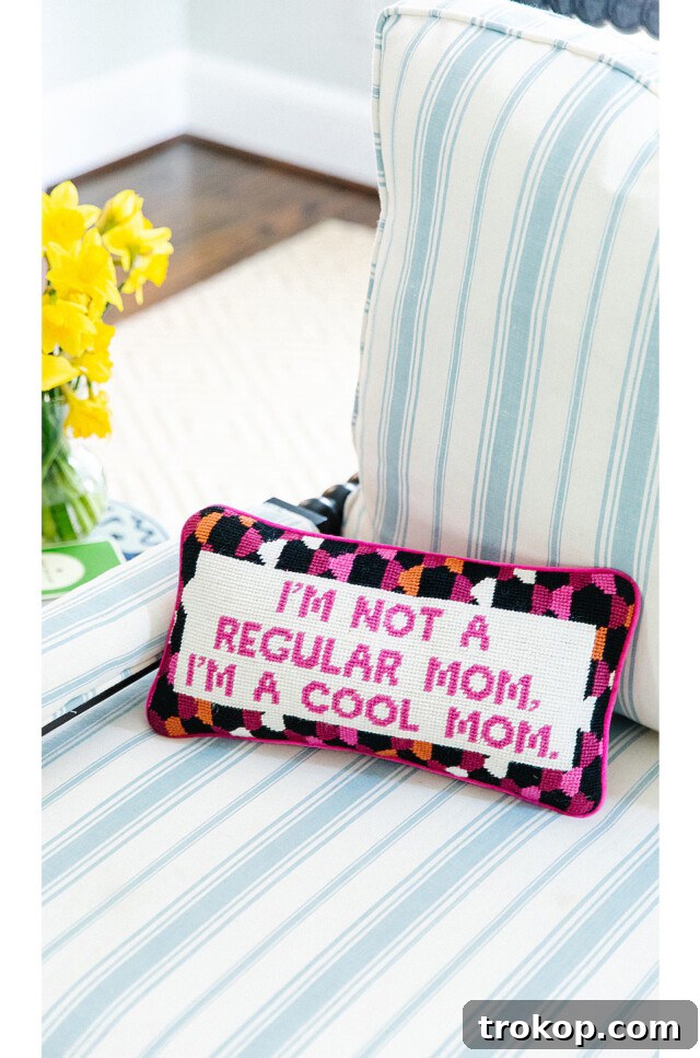 55 Gifts for Mom That Are Always in Season 25 Cool Mom Needlepoint Pillow