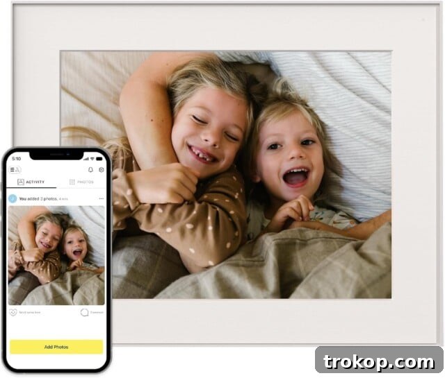55 Gifts for Mom That Are Always in Season 31 Aura 10" Digital Picture Frame | No subscriptions or ads, with unlimited photo and video sharing; quick and easy setup over WiFi