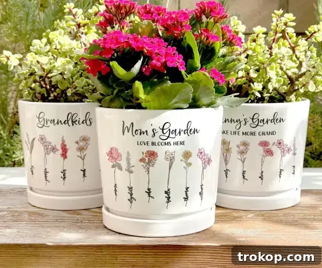 55 Gifts for Mom That Are Always in Season 39 Grandmas Garden Gift for Grandma, Personalized Gifts for Mothers Day Gifts, Personalized Flower Pot, Birth Flower Mom Gifts from Daughter