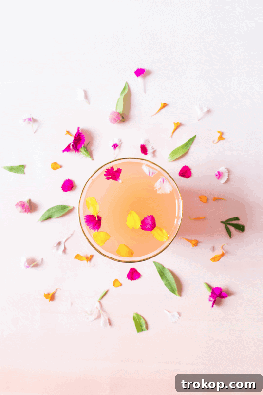 Floral Rose Champagne Cocktail Recipe Refined Rose: A Floral Champagne Cocktail 3 Rose Cocktail with Floral Sprinkles