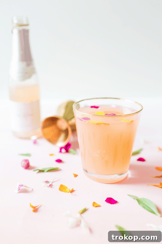 Floral Rose Champagne Cocktail Recipe Refined Rose: A Floral Champagne Cocktail 4 Rose Cocktail with Floral Sprinkles