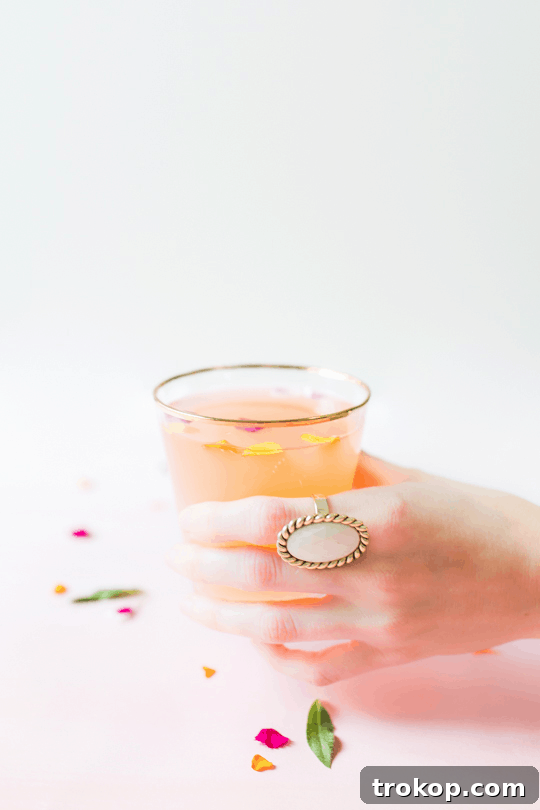 Floral Rose Champagne Cocktail Recipe Refined Rose: A Floral Champagne Cocktail 5 Rose Cocktail with Floral Sprinkles