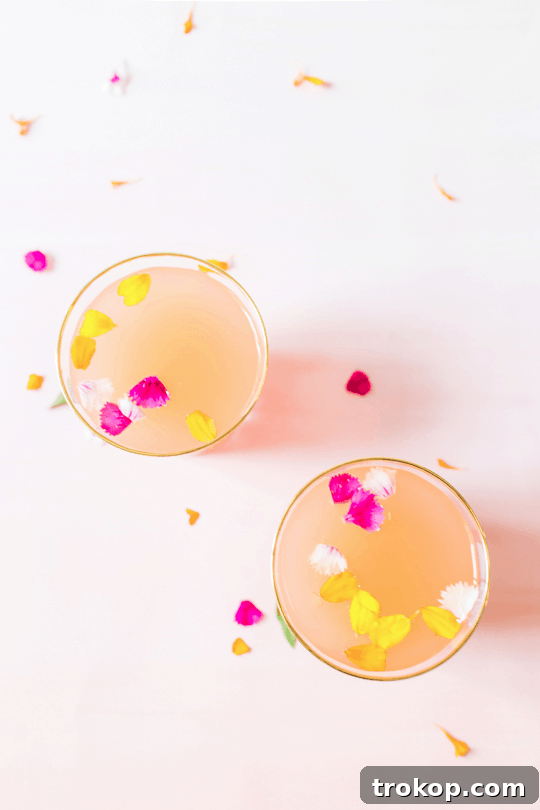 Floral Rose Champagne Cocktail Recipe Refined Rose: A Floral Champagne Cocktail 6 Rose Cocktail with Floral Sprinkles